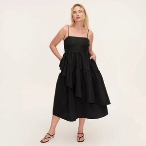 Kate Spade New York for target Black Women's Tiered Ruffle Midi Tank Dress L